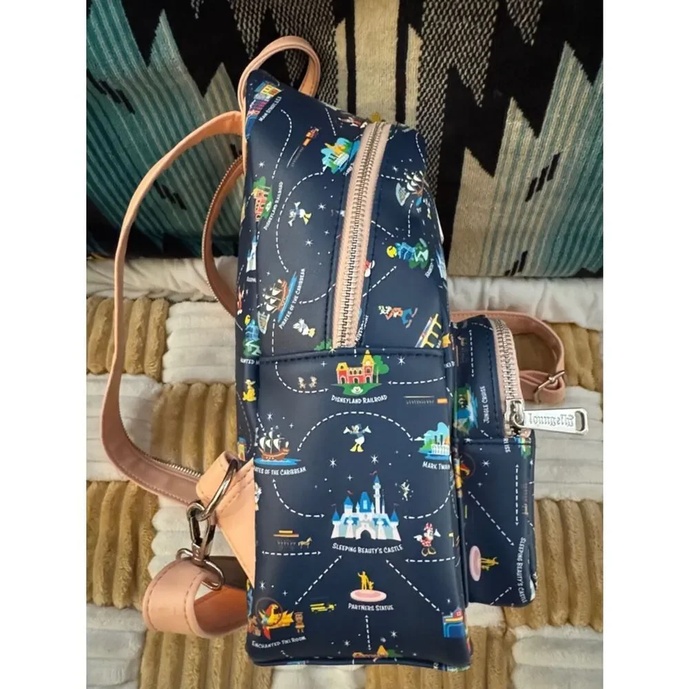 Loungefly Disneyland 65th Anniversary Map 2-1 Convertible Mini Backpack NWOT
